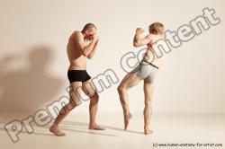 Underwear Martial art Man - Man White Moving poses Slim Short Blond Dynamic poses Academic